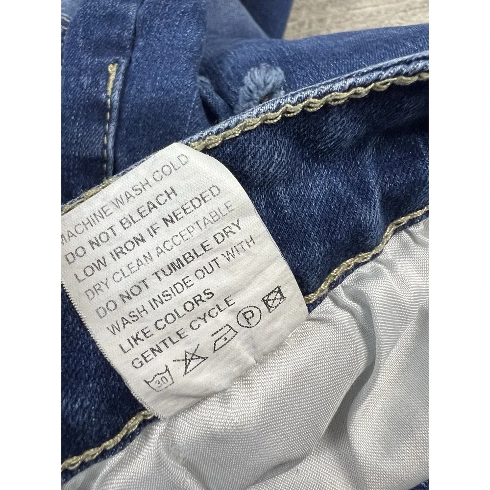 Fashion Wear Jeans Womens‎ XL Blue Denim Flare Destroyed Cotton Blend